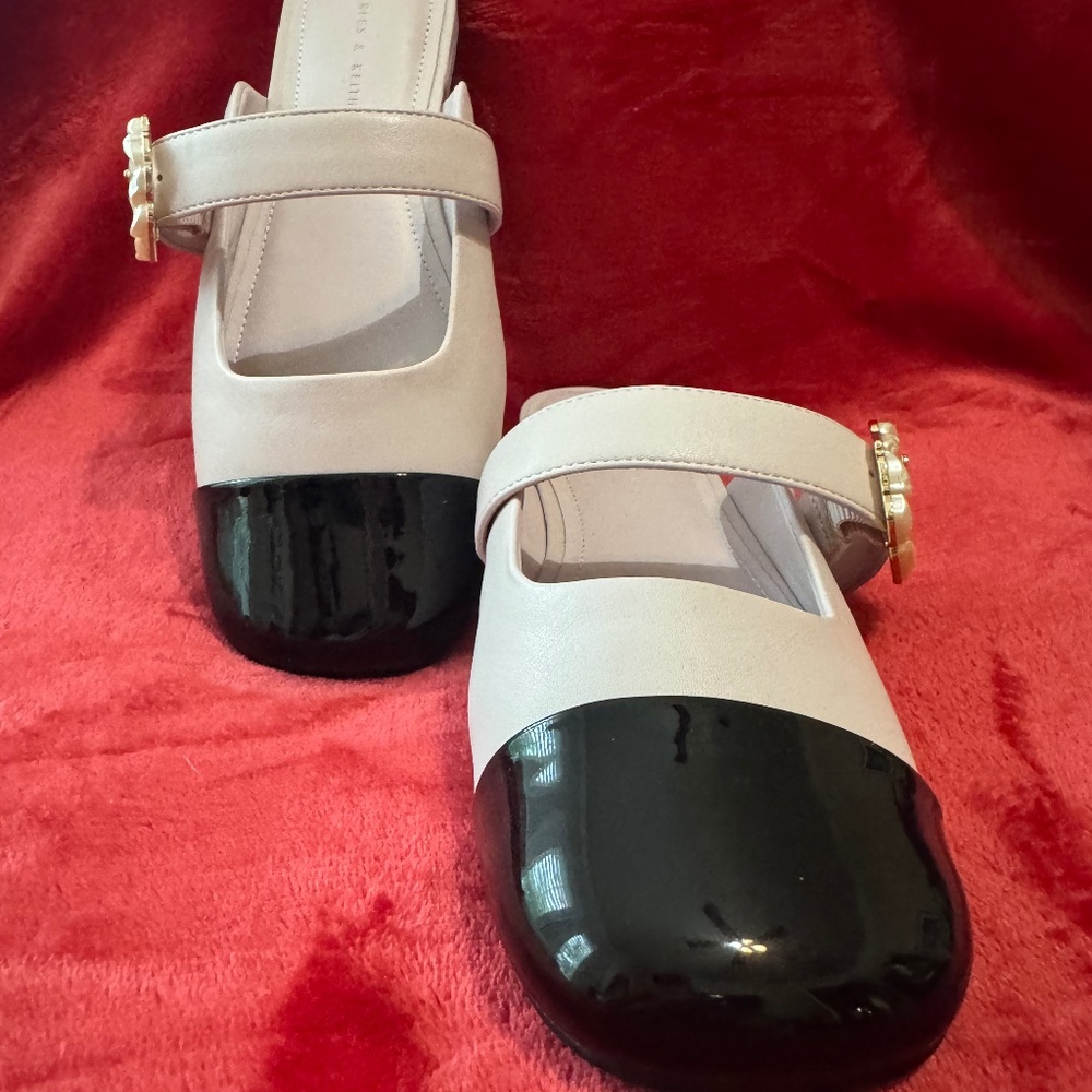 Patent Pearl Buckle Mary Jane Mules